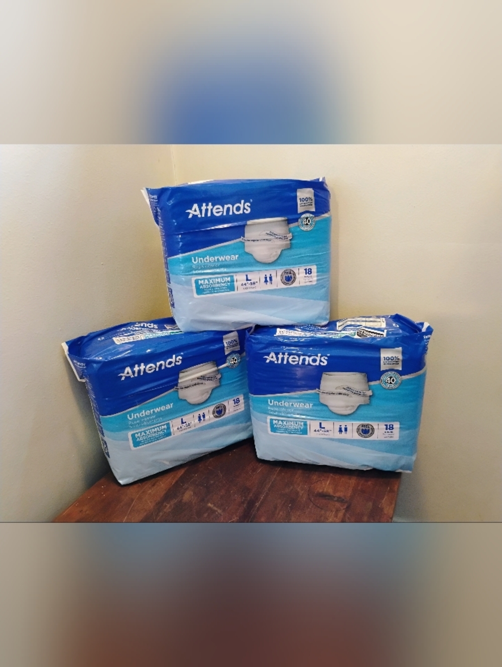 3 Pack Attends Underwear Bundle NWT - Factory Sealed Disposable Large Underwear